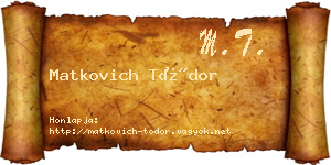 Matkovich Tódor névjegykártya